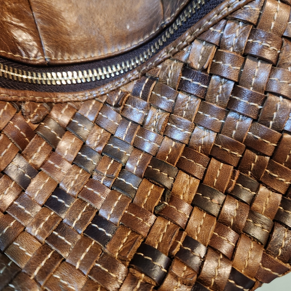 Amerileather Woven Patchwork Large Brown All Leat… - image 5
